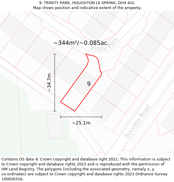 9, TRINITY PARK, HOUGHTON LE SPRING, DH4 4UL: Plot and title map