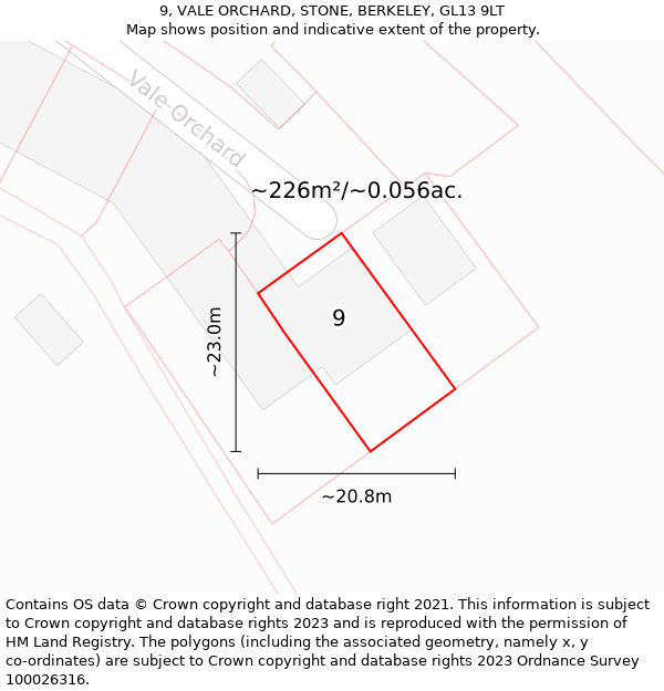 9, VALE ORCHARD, STONE, BERKELEY, GL13 9LT: Plot and title map