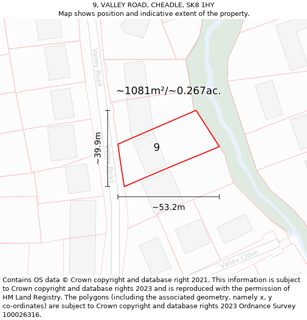 9, VALLEY ROAD, CHEADLE, SK8 1HY: Plot and title map