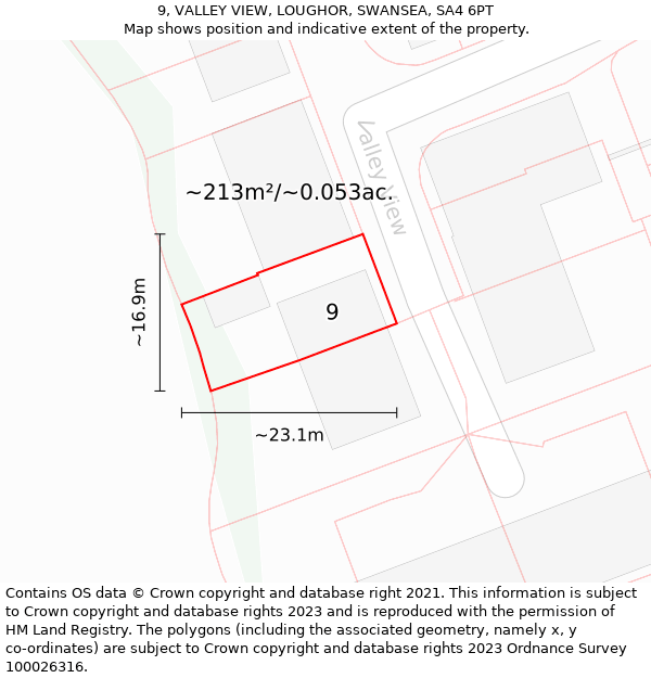 9, VALLEY VIEW, LOUGHOR, SWANSEA, SA4 6PT: Plot and title map