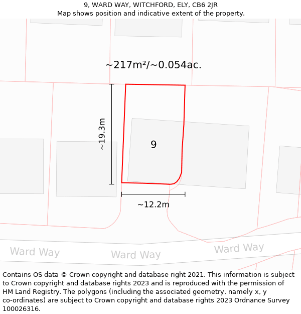 9, WARD WAY, WITCHFORD, ELY, CB6 2JR: Plot and title map