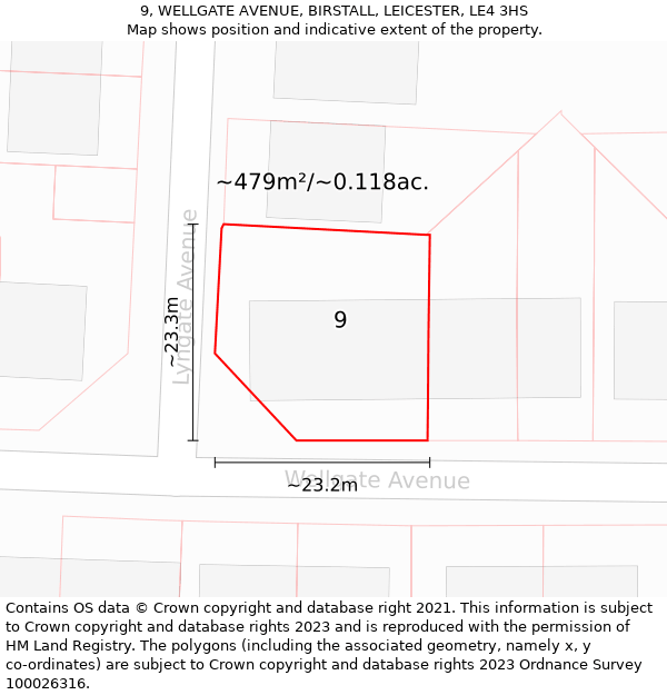 9, WELLGATE AVENUE, BIRSTALL, LEICESTER, LE4 3HS: Plot and title map