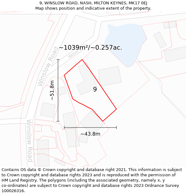 9, WINSLOW ROAD, NASH, MILTON KEYNES, MK17 0EJ: Plot and title map