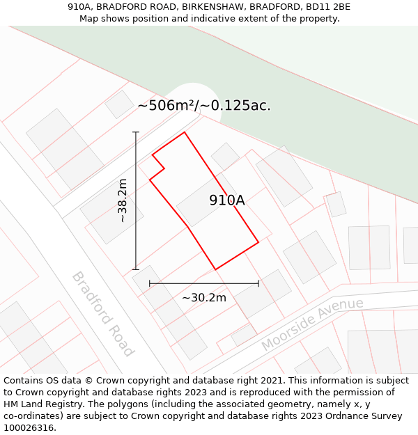 910A, BRADFORD ROAD, BIRKENSHAW, BRADFORD, BD11 2BE: Plot and title map