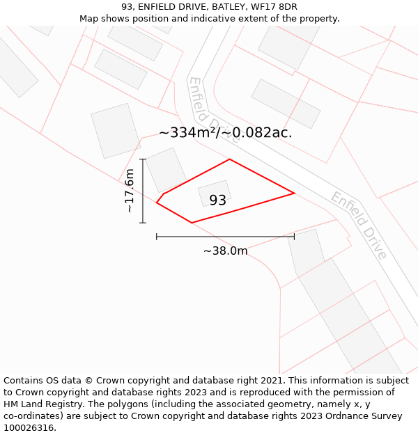 93, ENFIELD DRIVE, BATLEY, WF17 8DR: Plot and title map