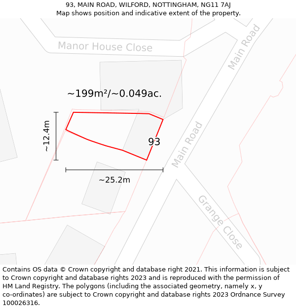 93, MAIN ROAD, WILFORD, NOTTINGHAM, NG11 7AJ: Plot and title map