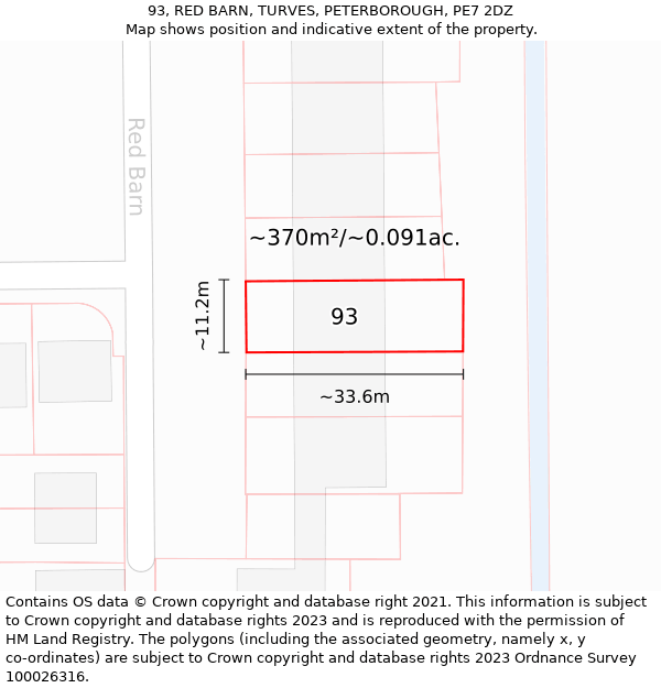 93, RED BARN, TURVES, PETERBOROUGH, PE7 2DZ: Plot and title map