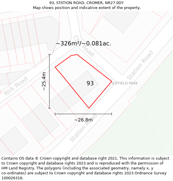 93, STATION ROAD, CROMER, NR27 0DY: Plot and title map