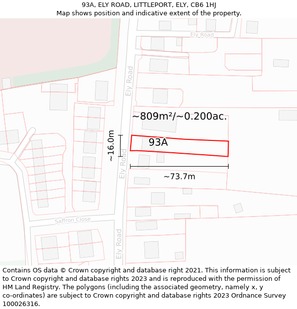 93A, ELY ROAD, LITTLEPORT, ELY, CB6 1HJ: Plot and title map