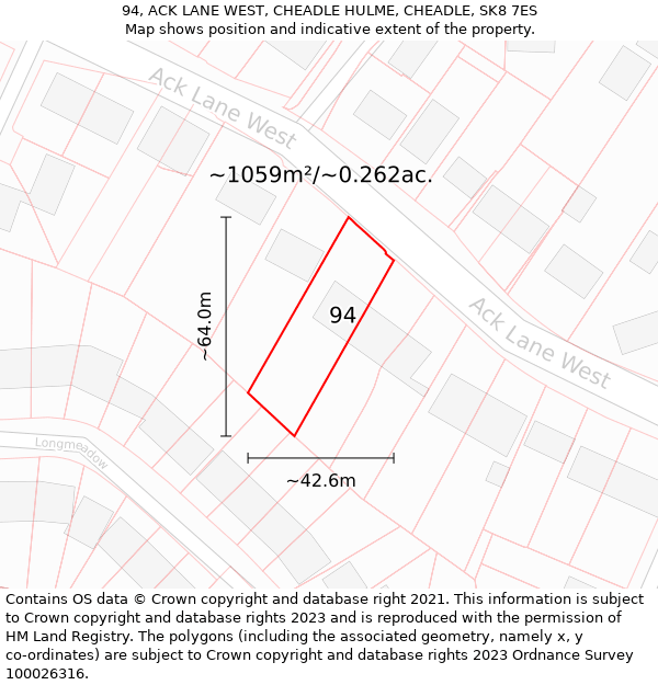 94, ACK LANE WEST, CHEADLE HULME, CHEADLE, SK8 7ES: Plot and title map