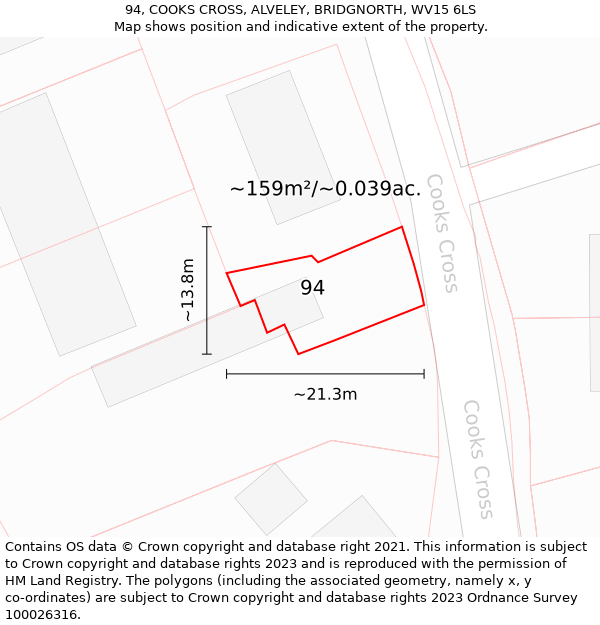 94, COOKS CROSS, ALVELEY, BRIDGNORTH, WV15 6LS: Plot and title map