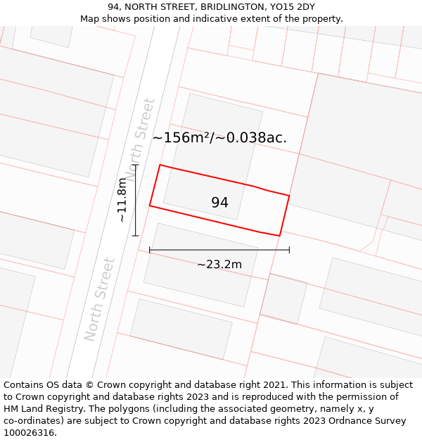 94, NORTH STREET, BRIDLINGTON, YO15 2DY: Plot and title map