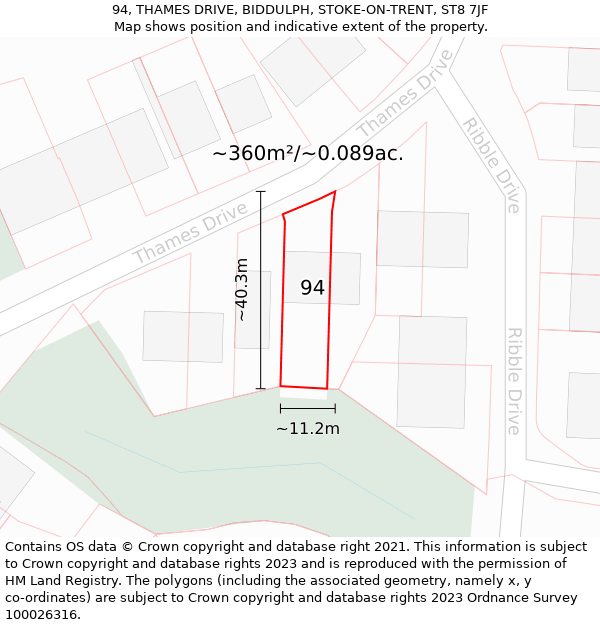 94, THAMES DRIVE, BIDDULPH, STOKE-ON-TRENT, ST8 7JF: Plot and title map