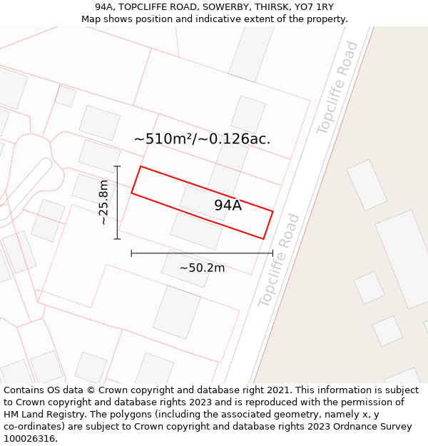 94A, TOPCLIFFE ROAD, SOWERBY, THIRSK, YO7 1RY: Plot and title map