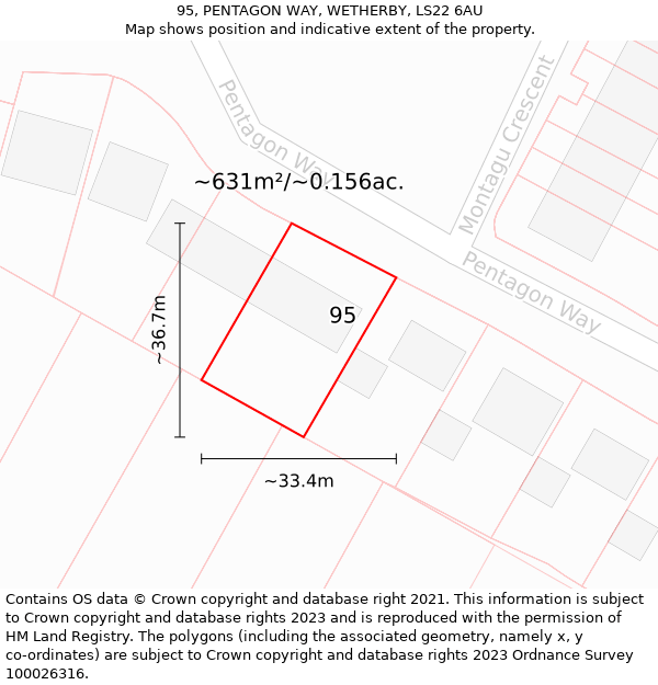 95, PENTAGON WAY, WETHERBY, LS22 6AU: Plot and title map