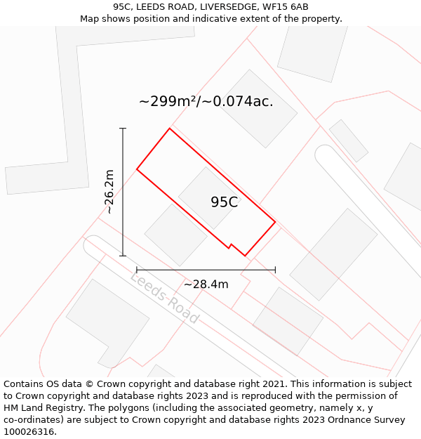 95C, LEEDS ROAD, LIVERSEDGE, WF15 6AB: Plot and title map