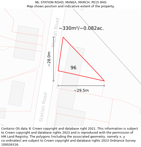 96, STATION ROAD, MANEA, MARCH, PE15 0HG: Plot and title map