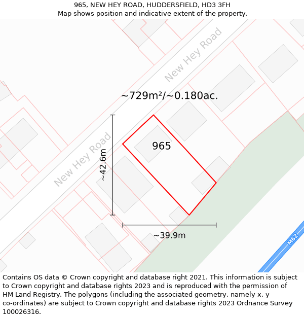 965, NEW HEY ROAD, HUDDERSFIELD, HD3 3FH: Plot and title map