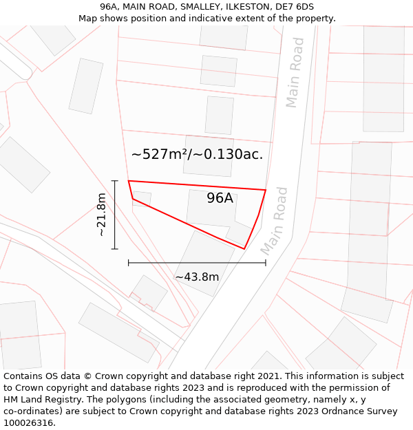 96A, MAIN ROAD, SMALLEY, ILKESTON, DE7 6DS: Plot and title map