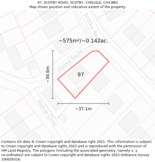 97, SCOTBY ROAD, SCOTBY, CARLISLE, CA4 8BG: Plot and title map