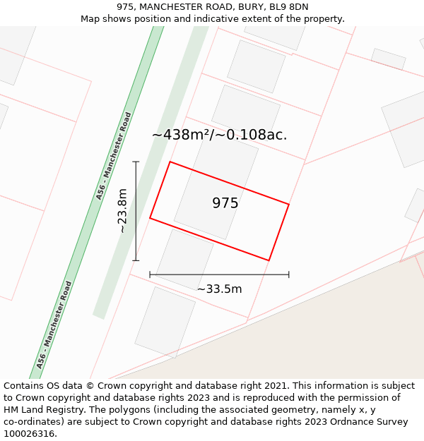 975, MANCHESTER ROAD, BURY, BL9 8DN: Plot and title map