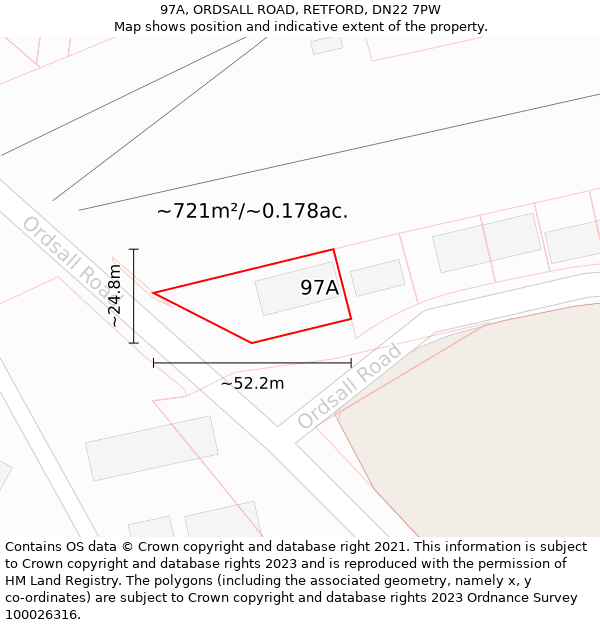 97A, ORDSALL ROAD, RETFORD, DN22 7PW: Plot and title map