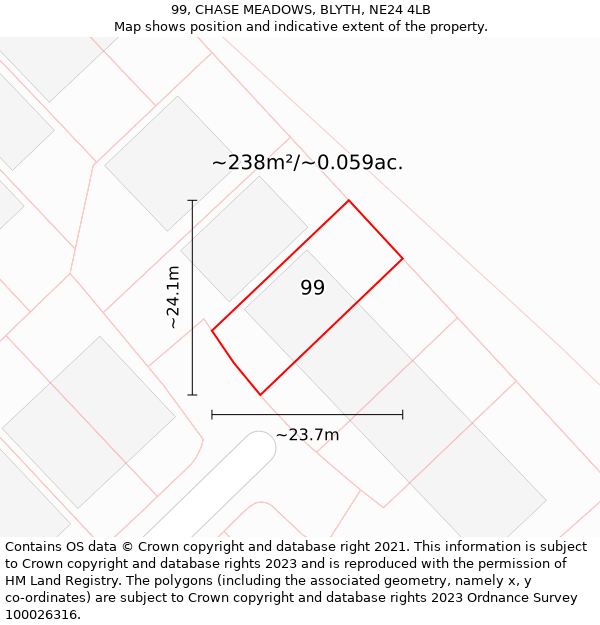 99, CHASE MEADOWS, BLYTH, NE24 4LB: Plot and title map