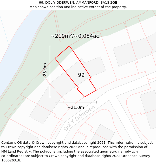 99, DOL Y DDERWEN, AMMANFORD, SA18 2GE: Plot and title map