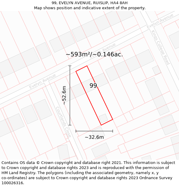 99, EVELYN AVENUE, RUISLIP, HA4 8AH: Plot and title map