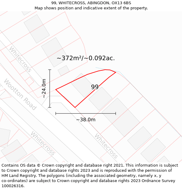 99, WHITECROSS, ABINGDON, OX13 6BS: Plot and title map