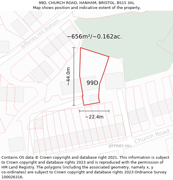 99D, CHURCH ROAD, HANHAM, BRISTOL, BS15 3AL: Plot and title map