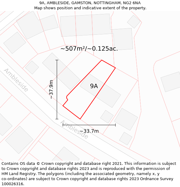 9A, AMBLESIDE, GAMSTON, NOTTINGHAM, NG2 6NA: Plot and title map