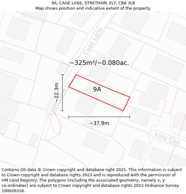 9A, CAGE LANE, STRETHAM, ELY, CB6 3LB: Plot and title map