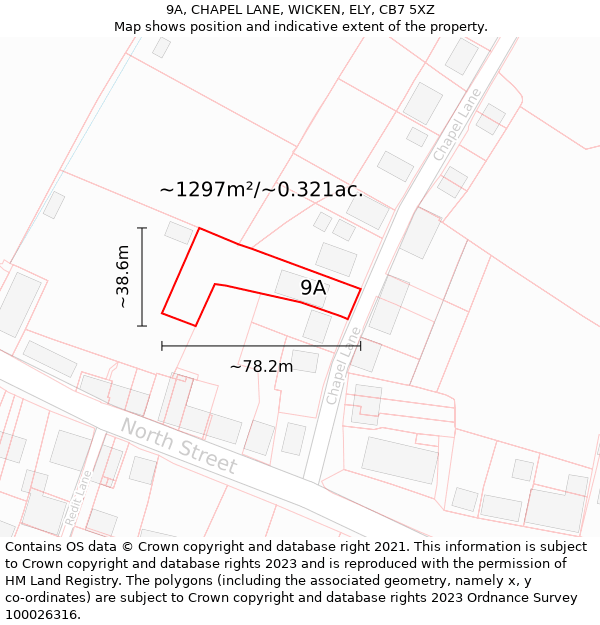 9A, CHAPEL LANE, WICKEN, ELY, CB7 5XZ: Plot and title map