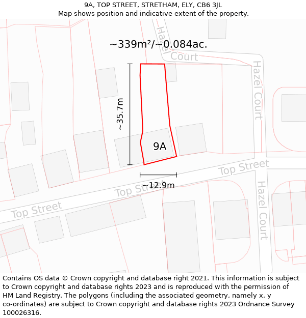 9A, TOP STREET, STRETHAM, ELY, CB6 3JL: Plot and title map