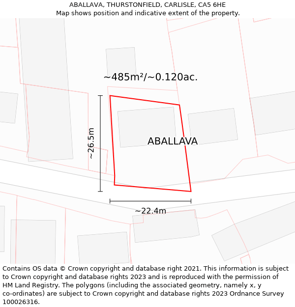 ABALLAVA, THURSTONFIELD, CARLISLE, CA5 6HE: Plot and title map