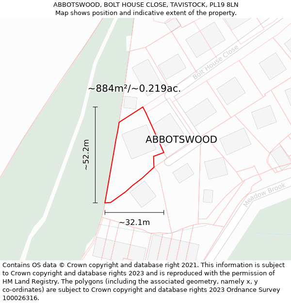 ABBOTSWOOD, BOLT HOUSE CLOSE, TAVISTOCK, PL19 8LN: Plot and title map