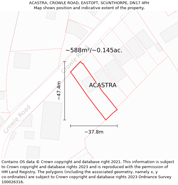 ACASTRA, CROWLE ROAD, EASTOFT, SCUNTHORPE, DN17 4PH: Plot and title map