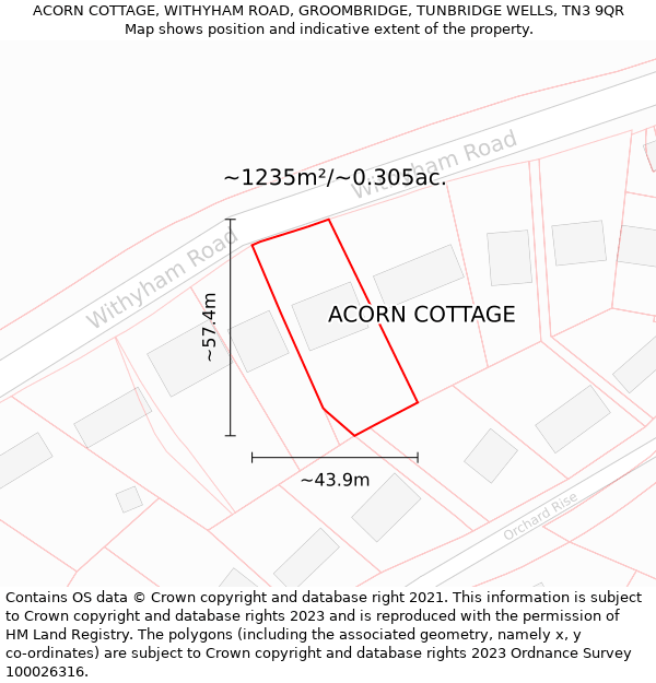 ACORN COTTAGE, WITHYHAM ROAD, GROOMBRIDGE, TUNBRIDGE WELLS, TN3 9QR: Plot and title map