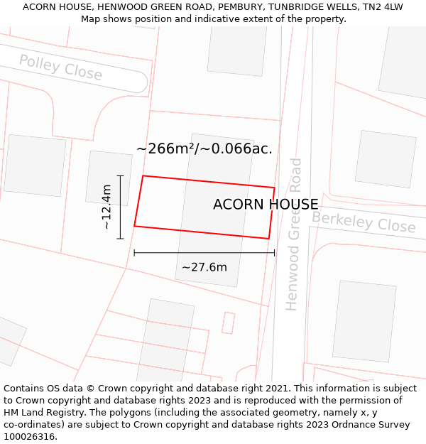 ACORN HOUSE, HENWOOD GREEN ROAD, PEMBURY, TUNBRIDGE WELLS, TN2 4LW: Plot and title map