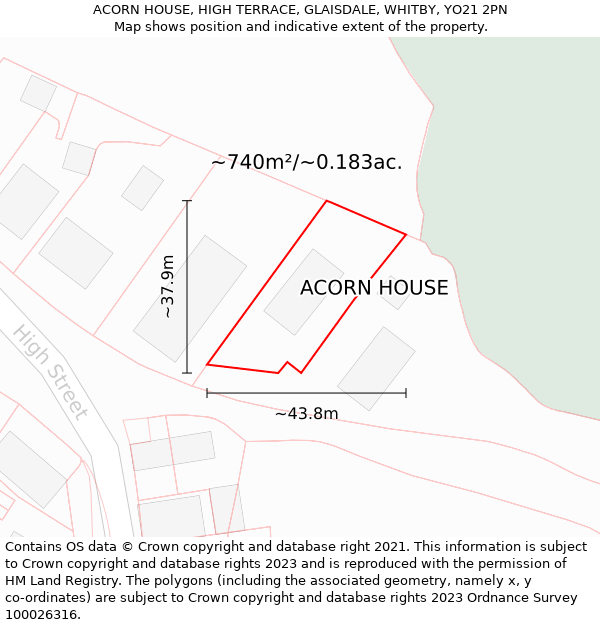 ACORN HOUSE, HIGH TERRACE, GLAISDALE, WHITBY, YO21 2PN: Plot and title map