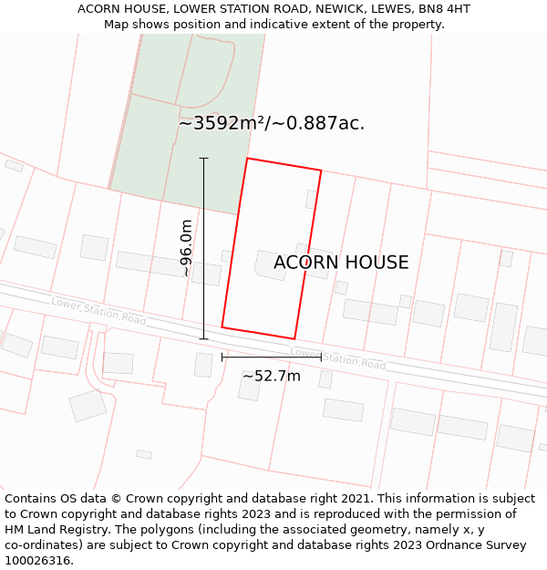 ACORN HOUSE, LOWER STATION ROAD, NEWICK, LEWES, BN8 4HT: Plot and title map