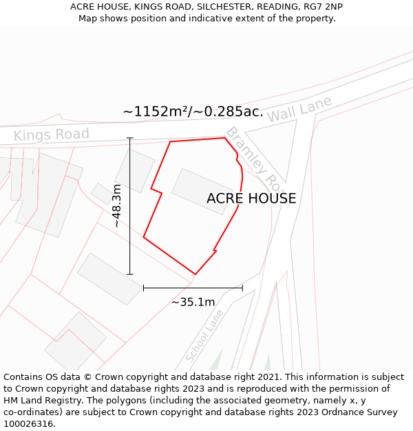 ACRE HOUSE, KINGS ROAD, SILCHESTER, READING, RG7 2NP: Plot and title map