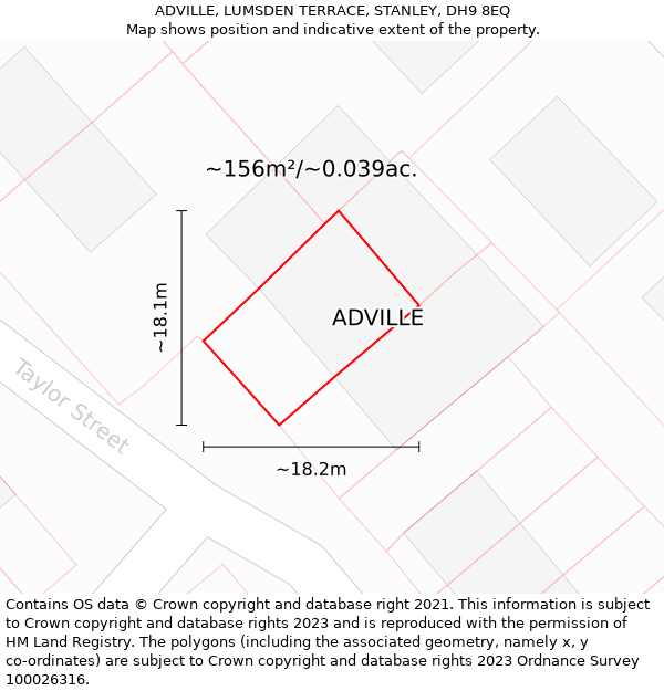 ADVILLE, LUMSDEN TERRACE, STANLEY, DH9 8EQ: Plot and title map