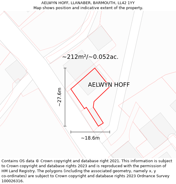 AELWYN HOFF, LLANABER, BARMOUTH, LL42 1YY: Plot and title map