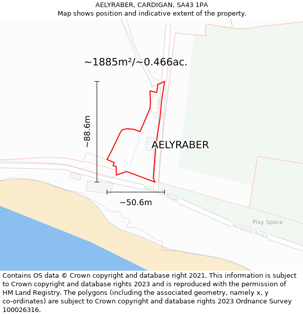 AELYRABER, CARDIGAN, SA43 1PA: Plot and title map