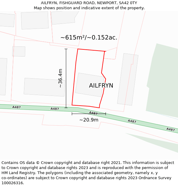 AILFRYN, FISHGUARD ROAD, NEWPORT, SA42 0TY: Plot and title map