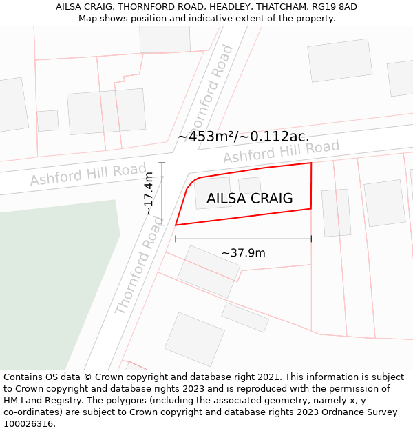 AILSA CRAIG, THORNFORD ROAD, HEADLEY, THATCHAM, RG19 8AD: Plot and title map