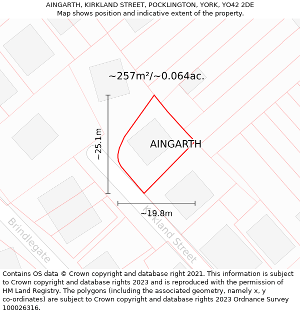 AINGARTH, KIRKLAND STREET, POCKLINGTON, YORK, YO42 2DE: Plot and title map