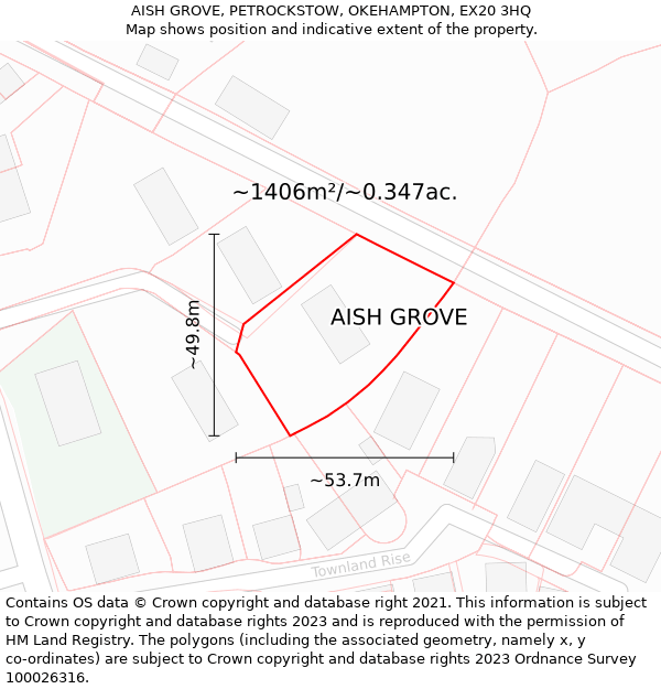 AISH GROVE, PETROCKSTOW, OKEHAMPTON, EX20 3HQ: Plot and title map